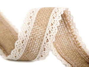 Jute Ribbon with Lace -= 2 coloursa